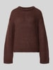 PIECES Regular fit pullover in two tone look model 'DORTHEA' Donkerbruin