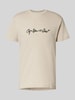 G-Star Raw T-shirt met labelprint en ronde hals Beige