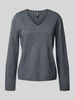 Pieces Regular Fit Pullover mit V-Ausschnitt Modell 'BREE' Dunkelgrau Melange
