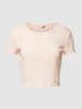 Guess T-shirt krótki z marszczonymi detalami model ‘SMOKED’ Jasnoróżowy