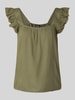 Pieces Relaxed Fit Top aus Viskose-Leinen-Mix Modell 'PIA' Oliv