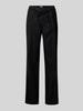 Brax Straight leg linnen broek met strikceintuur, model 'STYLE.FARINA' Zwart