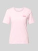 Christian Berg Woman t-shirt z wyhaftowanym napisem i okrągłym dekoltem Jasnoróżowy