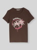 Tom Tailor Denim Regular Fit T-Shirt aus reiner Baumwolle mit Motiv-Print Schoko Melange