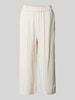 Pieces Wide Leg Stoffhose mit verkürztem Schnitt Modell 'VINSTY' Beige