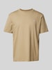 Calvin Klein Jeans T-shirt met geribde ronde hals Beige