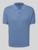 Christian Berg Men Poloshirt mit gerippten Abschlüssen Jeansblau