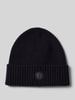 BOSS Beanie aus Schurwolle mit Label-Detail Modell 'Fati' Marine