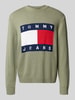 Tommy Jeans Regular fit gebreide pullover van zuiver katoen Olijfgroen gemêleerd