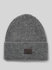 Jake*s Casual Beanie mit Motiv-Patch und Woll-Anteil Dunkelgrau Melange