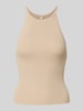 Only Slim Fit Top aus Feinstrick-Viskose-Mix Modell 'GEMMA' Sand