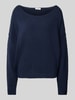 American Vintage Gebreide pullover met ribboorden, model 'DAMSVILLE' Marineblauw gemêleerd