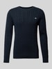 Gant Gebreide pullover met labelstitching Marineblauw