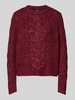 Pieces Regular Fit Strickpullover mit Woll-Anteil Modell 'NINA' Dunkelrot Melange