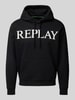 Replay Hoodie met labelprint Zwart