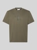 Calvin Klein Jeans Relaxed fit T-shirt van puur katoen met logoprint Kaki