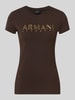 Armani Exchange Slim Fit T-Shirt mit Label-Print Dunkelbraun
