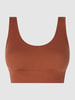 Saisei Bustier mit Rippenstruktur  Mittelbraun