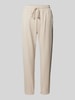 QS Regular fit stoffen broek met bandplooien Beige