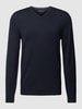 Christian Berg Men Gebreide pullover van lamswol Marineblauw