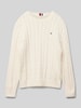 Tommy Hilfiger Teens Gebreide pullover met ribboorden Ecru