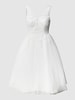 TROYDEN COLLECTION Bruidsjurk met bloemborduursels Ecru