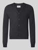 Jake*s Studio Men Regular Fit Strickjacke aus reiner Wolle Anthrazit Melange