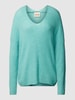 MOS MOSH Oversized gebreide pullover met V-hals, model 'THORA' Mintgroen