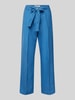 Brax Spodnie lniane z szeroką, skróconą nogawką model ‘Style. Maine’ Niebieski