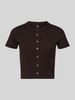 G-Star Raw Cropped T-Shirt mit Knopfleiste Modell 'Heritage' Dunkelbraun