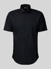 Jake*s Slim Fit Kurzarmhemd in kurzärmeligem Design Black