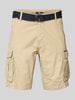 Petrol Bermuda met cargozakken en riem Camel