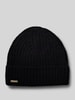 Seeberger Beanie aus reinem Kaschmir mit Label-Detail Black