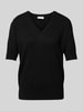 FREE/QUENT Strickshirt mit V-Ausschnitt Modell 'Katie' Black
