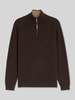 Tom Tailor Regular Fit Pullover mit Troyerkragen Dunkelbraun