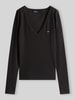 Tommy Jeans Slim fit shirt met lange mouwen met logodetail Zwart