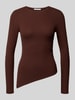 Topshop Shirt met lange mouwen in asymmetrische look model 'RIA' Chocoladebruin
