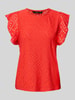 Vero Moda Regular Fit T-Shirt mit Lochstickmuster Muster 'TASSA' Rot