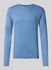 Christian Berg Men Regular Fit Strickpullover aus reiner Baumwolle mit Rundhalsausschnitt Blau Melange