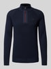 s.Oliver RED LABEL Regular Fit Strickpullover aus reiner Baumwolle mit Troyer-Kragen Dunkelblau