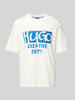 Hugo Blue T-Shirt mit Label-Print Modell 'Nugocrea' Offwhite