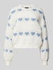 Pieces Regular Fit Strickpullover mit Herz-Strickmuster Modell 'NOVE' Bleu