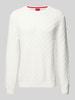 HUGO Strickpullover mit Rundhalsausschnitt Modell 'Selio' Offwhite