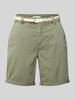 s.Oliver RED LABEL Regular fit korte chino met gevlochten riem Kaki