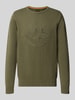 PME Legend Strickpullover aus reiner Baumwolle mit Logo-Stickerei Oliv