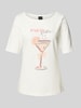 s.Oliver BLACK LABEL Regular Fit T-Shirt aus Baumwoll-Mix mit Schmucksteinen Offwhite