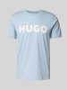 HUGO T-shirt z nadrukiem z logo model ‘DULIVIO’ Błękitno-niebieski