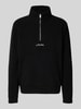 Jack & Jones Fleecepullover met kangoeroezak, model 'SOHO HALFZIP FLEECE' Zwart