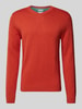 Tom Tailor Regular fit gebreide pullover met V-hals Donkeroranje