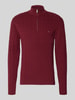 Tommy Hilfiger Regular Fit Troyer aus reiner Baumwolle mit Logo-Stitching Bordeaux
